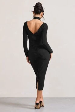 High Hopes | Black Halter-Neck Long-Sleeved Bodycon Midi Dress 8 High Hopes | Black Halter-Neck Long-Sleeved Bodycon Midi Dress -ENY Clothing Shop WB CL128893002 HighHopesBlackHalter NeckLong SleevedBodyconMidiDress5
