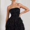 Little Wish | Black Sequin Lace Strapless Mini Dress With Feathers -ENY Clothing Shop WB CL128966002 LittleWishBlackSequinLaceStraplessMiniDressWithFeathers3 88f8786c ad03 40a9 a5ef da2ad019c51f