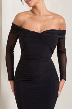 Alex | Black Bardot Twist Maxi Dress 9 Alex | Black Bardot Twist Maxi Dress -ENY Clothing Shop WB CL128974002 AlexBlackBardotTwistMaxiDress6