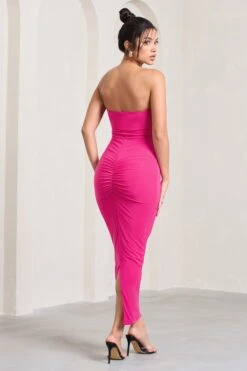 Evita | Hot Pink Sweetheart Twist Detail Maxi Dress -ENY Clothing Shop WB CL128975073 EvitaHotPinkSweetheartTwistDetailMaxiDress5
