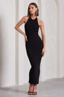 Kirsten | Black Sleeveless Halter-Neck Open-Back Maxi Dress -ENY Clothing Shop WB CL128993002 KirstenBlackSleevelessHalter NeckOpen BackMaxiDress0 12414788 4cc7 4d65 aa20 0d8dcf954b0f