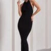Kirsten | Black Sleeveless Halter-Neck Open-Back Maxi Dress -ENY Clothing Shop WB CL128993002 KirstenBlackSleevelessHalter NeckOpen BackMaxiDress2 126813b4 d21f 448b a0d1 ce0827df333e