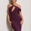 Ella | Plum Asymmetric Neck Cut Out Midi Dress -ENY Clothing Shop WB CL129002158 EllaPlumAsymmetricNeckCutOutMidiDress3 52fcf954 98e2 4cf8 b79c 74eb9d94c6b8