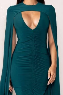 Myla | Bottle Green V-Neck Ruched Midi Dress With Cape Overlay 9 Myla | Bottle Green V-Neck Ruched Midi Dress With Cape Overlay -ENY Clothing Shop WB CL129260 MylaBottleGreenV NeckRuchedMidiDresswithCapeOverlay detail 0f71e38f 0161 48c2 8a61 dc4ee40d3c75