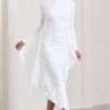 Keva | White Long Sleeve Ruched Maxi Dress With Cape Detailing -ENY Clothing Shop WB CL129265005 KevaWhiteLongSleeveRuchedMaxiDresswithCapeDetailing2 b8841c3d 69d6 4c70 a82e 9181e9e6e46d
