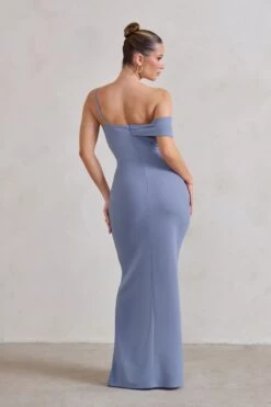 Tullulah | Blue Asymmetric Draped Maxi Dress With Split -ENY Clothing Shop WB CL129326 TullulahIceBlueAsymmetricDrapedMaxiDressWithSplit4