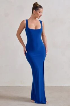 Madeline | Cobalt Blue Sleeveless Thigh Split Maxi Dress -ENY Clothing Shop WB CL129338 Madeline CobaltBlueSleevelessThighSplitMaxiDress1