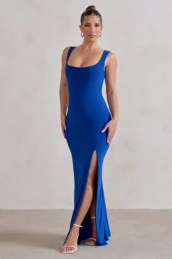 Madeline | Cobalt Blue Sleeveless Thigh Split Maxi Dress -ENY Clothing Shop WB CL129338 Madeline CobaltBlueSleevelessThighSplitMaxiDress2
