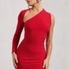 Siren | Red One Shoulder Bodycon Mini Dress -ENY Clothing Shop WB CL129344004 SirenRedOneShoulderBodyconDress0