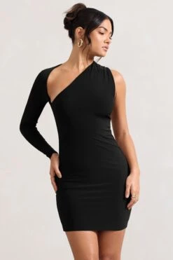 Siren | Black One Shoulder Bodycon Mini Dress -ENY Clothing Shop WB CL129344067 SirenBlackOneShoulderBodyconMiniDress2
