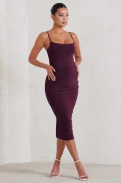 Raquel | Plum Maternity Cami Midi Dress With Split -ENY Clothing Shop WB CL129398101 RaquelPlumMaternityCamiMidiDressWithSplit1