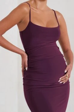 Raquel | Plum Maternity Cami Midi Dress With Split -ENY Clothing Shop WB CL129398101 RaquelPlumMaternityCamiMidiDressWithSplit5
