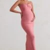 Evita | Pink Maternity Sweetheart Twist Detail Midi Dress -ENY Clothing Shop WB CL129401 EvitaBlushPinkMaternitySweetheartTwistDetailMaxiDress2