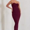 Evita | Burgundy Maternity Sweetheart Twist Detail Maxi Dress -ENY Clothing Shop WB CL129401069 EvitaBurgundyMaternitySweetheartTwistDetailMaxiDress0