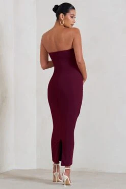 Evita | Burgundy Maternity Sweetheart Twist Detail Maxi Dress -ENY Clothing Shop WB CL129401069 EvitaBurgundyMaternitySweetheartTwistDetailMaxiDress5