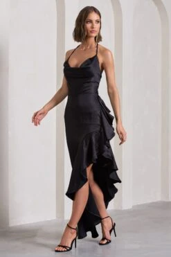 Lady Rosselini | Black Strappy Asymmetric Ruffled Maxi Dress 11 Lady Rosselini | Black Strappy Asymmetric Ruffled Maxi Dress -ENY Clothing Shop WB CL129419002 LadyRosseliniBlackStrappyAsymmetricRuffledMaxiDress4