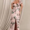 Signorina | Pink Floral Buttoned Maxi Dress With Flounced Short Sleeves -ENY Clothing Shop WB CL129421146 SignorinaPinkFloralButtonedMaxiDressWithFlouncedShortSleeves0