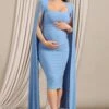 Meaningful | Powder Blue Maternity Midi Dress With Cape Sleeves -ENY Clothing Shop WB CL129558101 MeaningfulPowderBlueMaternityMidiDressWithCapeSleeves3
