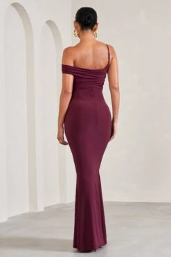 My Wish | Burgundy Strappy Asymmetric Maternity Maxi Dress -ENY Clothing Shop WB CL129570069 MyWishBurgundyStrappyAsymmetricMaternityMaxiDress6