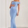 My Wish | Cornflower Blue Strappy Asymmetric Maternity Maxi Dress