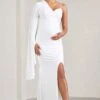 Rhea | White V-Neck Split Maternity Maxi Dress With Cape Sleeve -ENY Clothing Shop WB CL129572005 RheaWhiteV NeckSplitMaternityMaxiDressWithCapeSleeve1