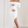 Kaylee | White Ruched Strapless Long-Sleeved Split Maternity Maxi Dress 2 Kaylee | White Ruched Strapless Long-Sleeved Split Maternity Maxi Dress -ENY Clothing Shop WB CL129573005 KayleeWhiteRuchedStraplessLong SleevedSplitMaternityMaxiDress4