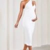 Abigail | White Sleeveless Asymmetric Maternity Midi Dress -ENY Clothing Shop WB CL129578005 AbigailWhiteSleevelessAsymmetricMaternityMidiDress0