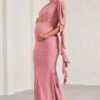 Rosalie | Blush Pink One-Shoulder Maternity Maxi Dress With Ruffles -ENY Clothing Shop WB CL129579081 RosalieBlushPinkOne ShoulderMaternityMaxiDressWithRuffles0