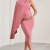 New Chapter | Blush Pink Asymmetric Maternity Midi Dress With Cape -ENY Clothing Shop WB CL129583081 NewChapterBlushPinkAsymmetricMaternityMidiDressWithCape2
