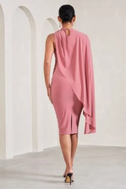 New Chapter | Blush Pink Asymmetric Maternity Midi Dress With Cape -ENY Clothing Shop WB CL129583081 NewChapterBlushPinkAsymmetricMaternityMidiDressWithCape7