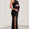 Heidi | Black One-Sleeved Split Maternity Maxi Dress 2 Heidi | Black One-Sleeved Split Maternity Maxi Dress -ENY Clothing Shop WB CL129586002 HeidiBlackOne SleevedSplitMaternityMaxiDress1