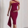 Just Wait | Berry Asymmetric Strappy Maternity Midi Dress With Drape -ENY Clothing Shop WB CL129588069 JustWaitBerryAsymmetricStrappyMaternityMidiDressWithDrape1