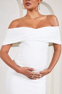 Carmen | White Bardot Maternity Maxi Dress 9 Carmen | White Bardot Maternity Maxi Dress -ENY Clothing Shop WB CL129589005 CarmenWhiteBardotMaternityMaxiDress5