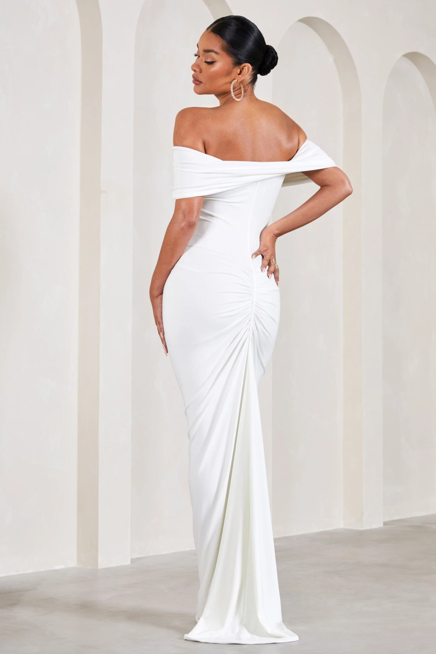 Carmen | White Bardot Maternity Maxi Dress 4 Carmen | White Bardot Maternity Maxi Dress - Image 2
