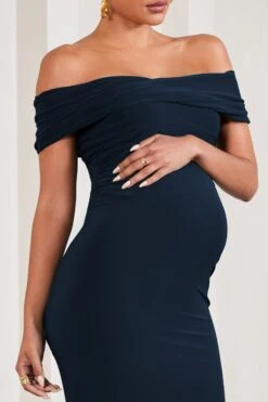 Carmen | Navy Bardot Maternity Maxi Dress -ENY Clothing Shop WB CL129589015 CarmenNavyBardotMaternityMaxiDressNAVY4
