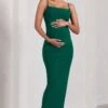 Azalea | Bottle Green Strappy Square-Neck Maternity Maxi Dress -ENY Clothing Shop WB CL129600047 AzaleaBottleGreenStrappySquare NeckMaternityMaxiDress1jpg