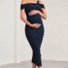 Theodora | Navy Strappy Asymmetric Maternity Midi Dress -ENY Clothing Shop WB CL129603015 TheodoraNavyStrappyAsymmetricMaternityMidiDressNAVY1