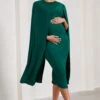 Cloud Nine | Bottle Green Maternity Midi Dress With Cape Sleeves 1 Cloud Nine | Bottle Green Maternity Midi Dress With Cape Sleeves -ENY Clothing Shop WB CL129604047 CloudNineBottleGreenMaternityMidiDressWithCapeSleeves0