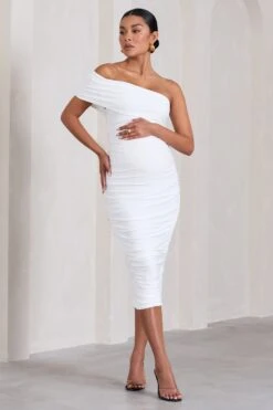 Remember Me | White Maternity One Shoulder Midi Dress 11 Remember Me | White Maternity One Shoulder Midi Dress -ENY Clothing Shop WB CL129664006 RememberMeWhiteMaternityOneShoulderMidiDress2