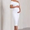 Remember Me | White Maternity One Shoulder Midi Dress -ENY Clothing Shop WB CL129664006 RememberMeWhiteMaternityOneShoulderMidiDress4