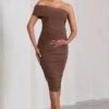 Remember Me | Chocolate Maternity One Shoulder Midi Dress -ENY Clothing Shop WB CL129664067 RememberMeChocolateMaternityOneShoulderMidiDress0