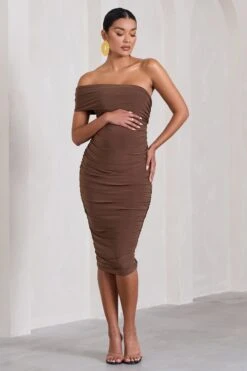 Remember Me | Chocolate Maternity One Shoulder Midi Dress 10 Remember Me | Chocolate Maternity One Shoulder Midi Dress -ENY Clothing Shop WB CL129664067 RememberMeChocolateMaternityOneShoulderMidiDress1
