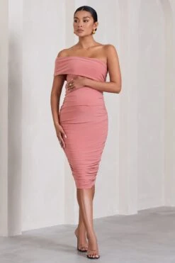 Remember Me | Pink Maternity One Shoulder Midi Dress -ENY Clothing Shop WB CL129664081 RememberMePinkMaternityOneShoulderMidiDress2