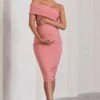 Remember Me | Pink Maternity One Shoulder Midi Dress -ENY Clothing Shop WB CL129664081 RememberMePinkMaternityOneShoulderMidiDress3