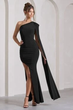Adelaide | Black Asymmetric Sleeveless Split Maxi Dress -ENY Clothing Shop WB CL129778002 Adelaide BlackAsymmetricSleevelessSplitMaxiDressBLACK1