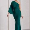 Luciana | Bottle Green Asymmetric Maxi Dress With Drape Sleeve 2 Luciana | Bottle Green Asymmetric Maxi Dress With Drape Sleeve -ENY Clothing Shop WB CL129779047 LucianaBottleGreenAsymmetricMaxiDressWithDrapeSleeve2
