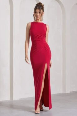 Night To Remember | Red Open-Back Split Maxi Dress 11 Night To Remember | Red Open-Back Split Maxi Dress -ENY Clothing Shop WB CL129788004 NightToRememberRedOpen BackSplitMaxiDress4