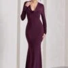 My Attention | Plum Plunge Cowl-Neck Long-Sleeve Maxi Dress -ENY Clothing Shop WB CL129799069 MyAttention PlumPlungeCowl NeckLong SleeveMaxiDressPLUM0