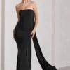 Christina | Black Bandeau Sleeveless Maxi Dress With Cape -ENY Clothing Shop WB CL129804002 ChristinaBlackBandeauSleevelessMaxiDressWithCape0
