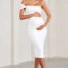 Eviana | White Bodycon Sleeveless Twist Maternity Midi Dress -ENY Clothing Shop WB CL129817005 EvianaWhiteBodyconSleevelessTwistMaternityMidiDress1